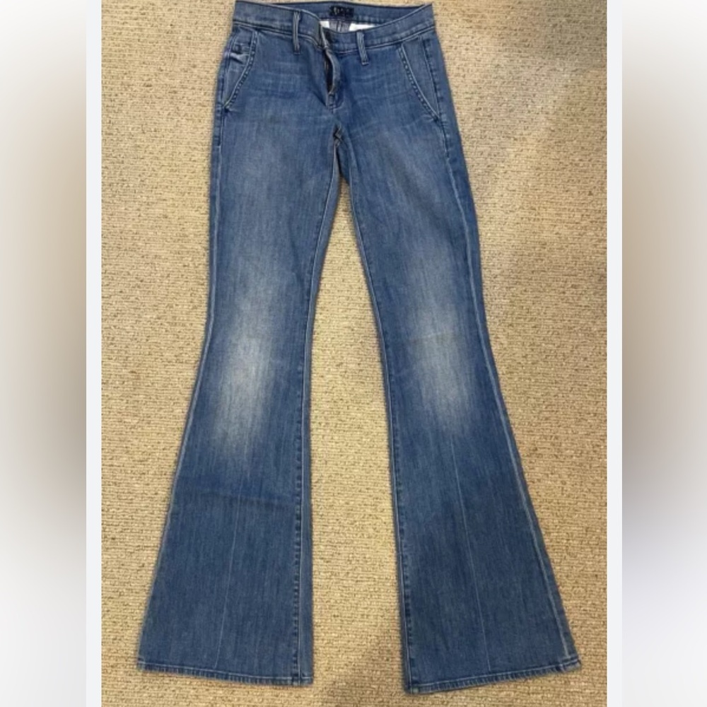 MOTHER Medium Blue Flared Wide-Leg Jeans